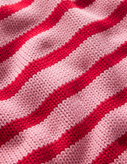Lucy Chunky Cotton Sweater-Pink/ Red