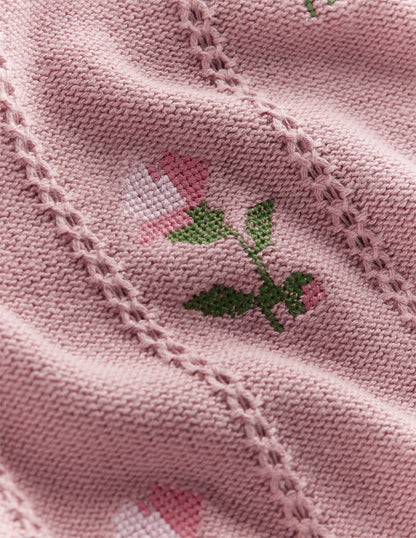 Valeria Crochet Trim Jumper-Rose Pink, Embroidery
