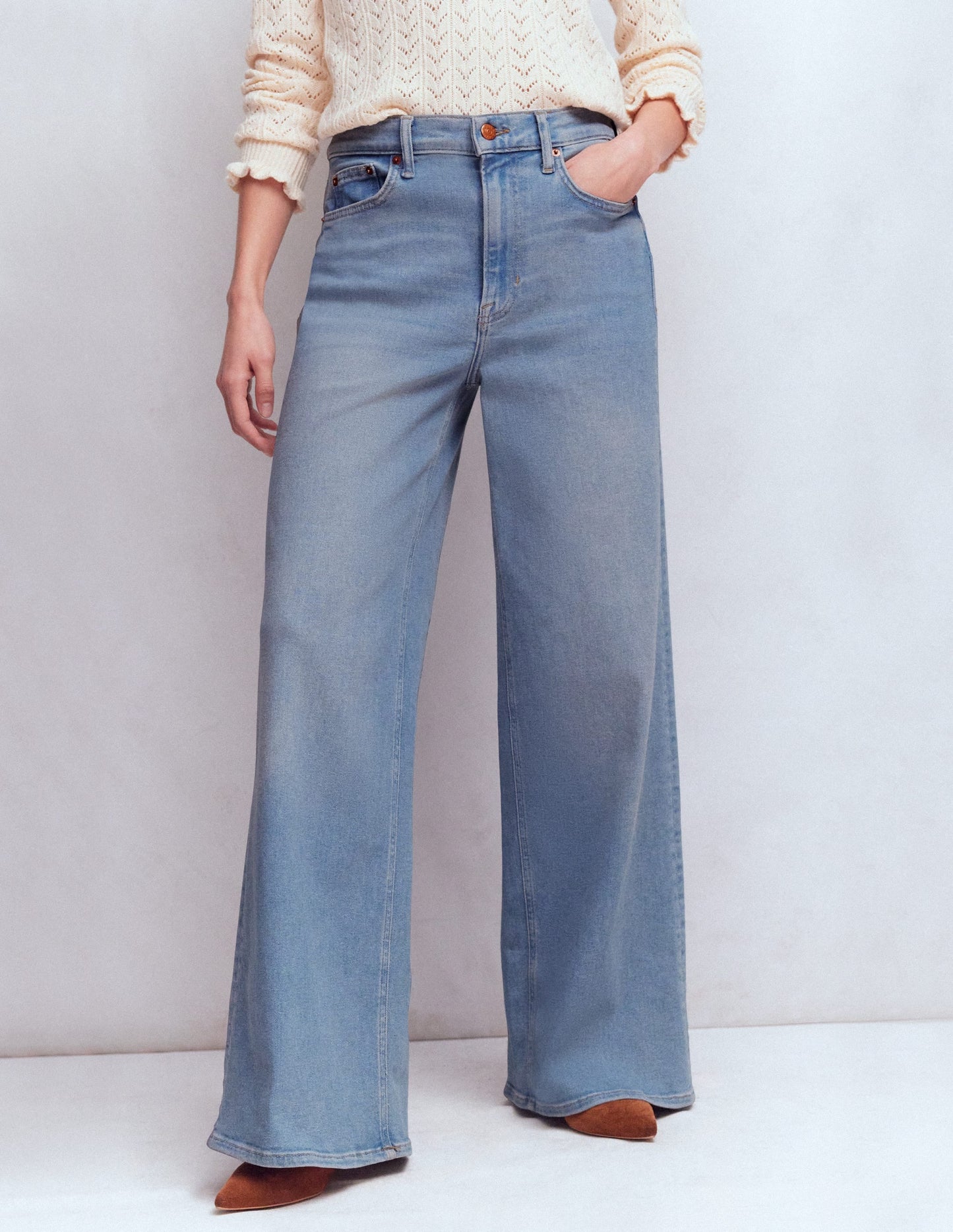 High Rise Wide Leg Jeans-Light Vintage