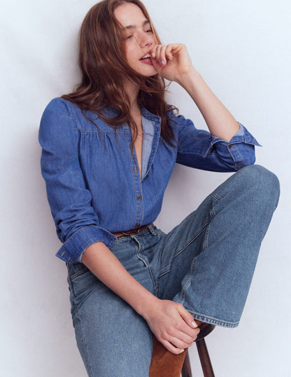 High Rise Column Leg Jeans-Mid Vintage