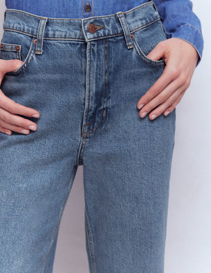 High Rise Column Leg Jeans-Mid Vintage