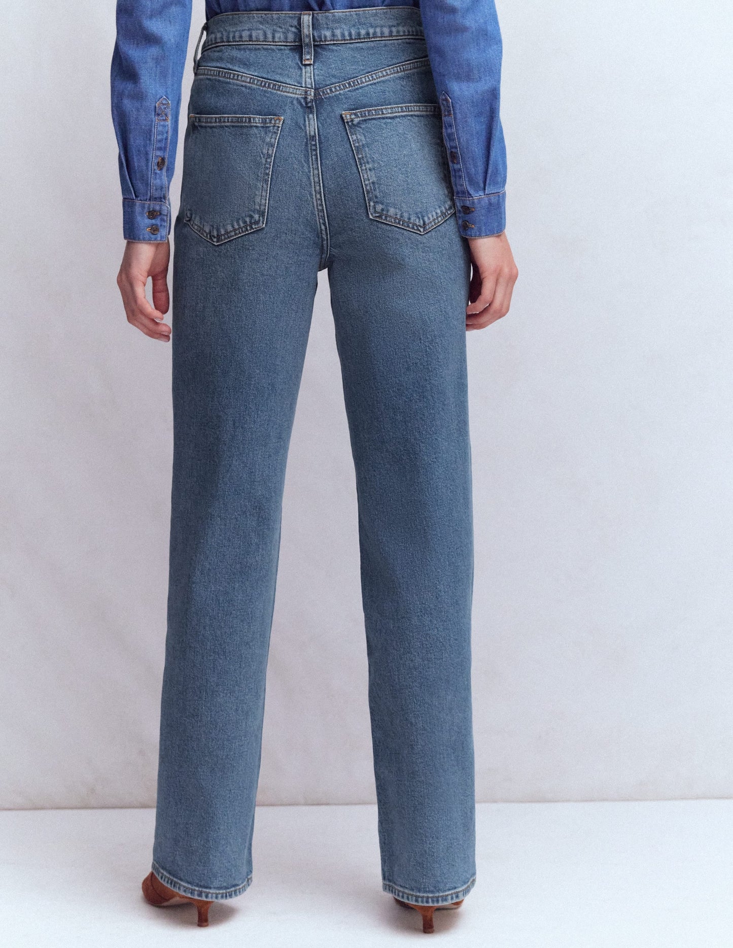 High Rise Column Leg Jeans-Mid Vintage