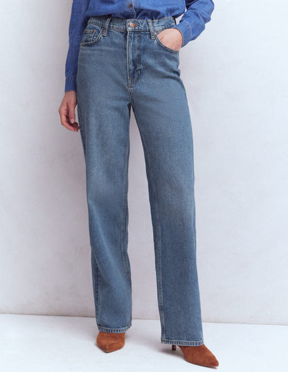 High Rise Column Leg Jeans-Mid Vintage