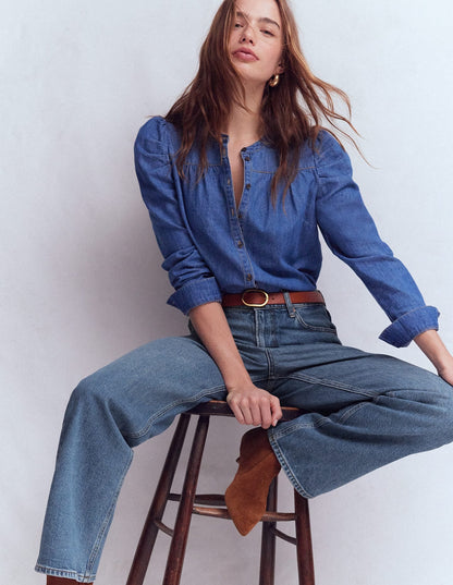 High Rise Column Leg Jeans-Mid Vintage
