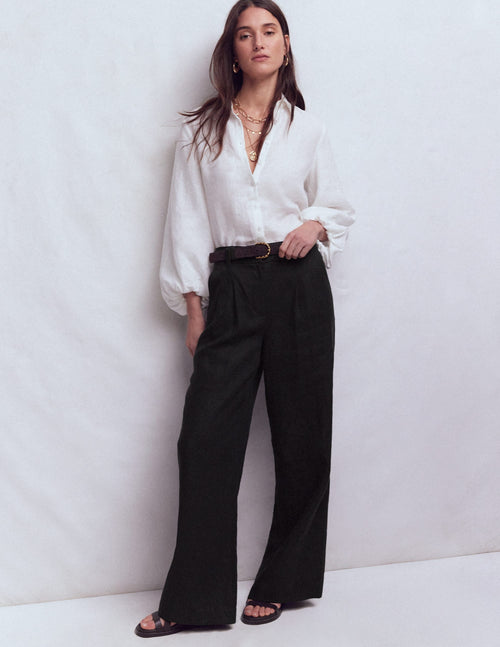 Kensington Linen Pants-Black