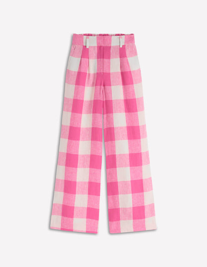 Kensington Linen Pants-Pink Punch Gingham