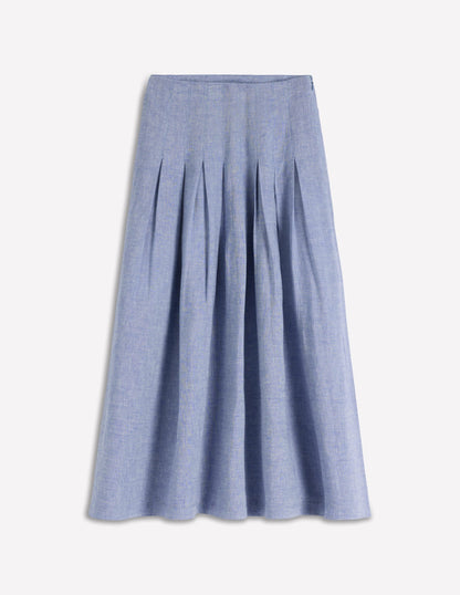 Valentina Linen Skirt-Blue Chambray