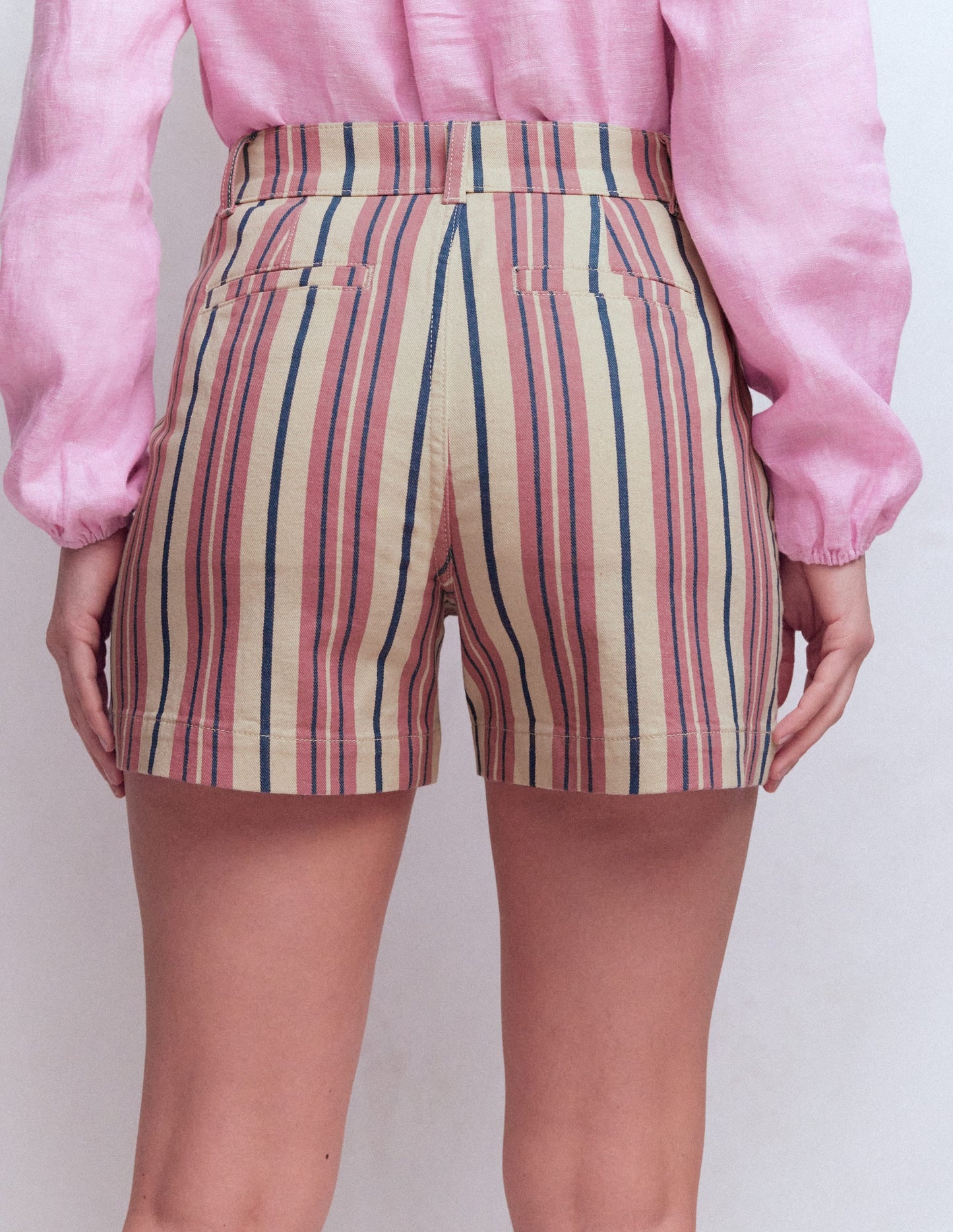 Primrose Denim Shorts-Pink Stripe