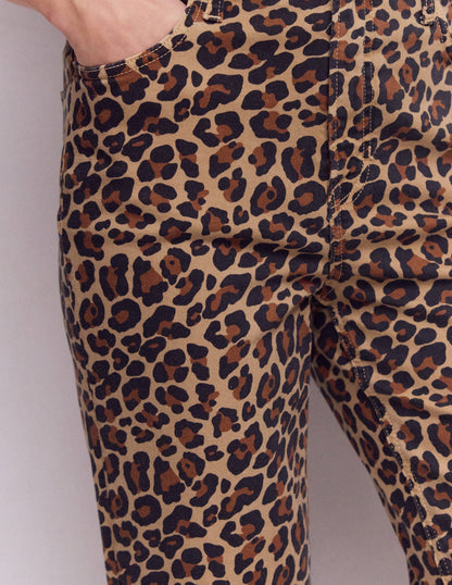 High Rise Straight Jeans-Animal Print