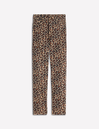 High Rise Straight Jeans-Animal Print