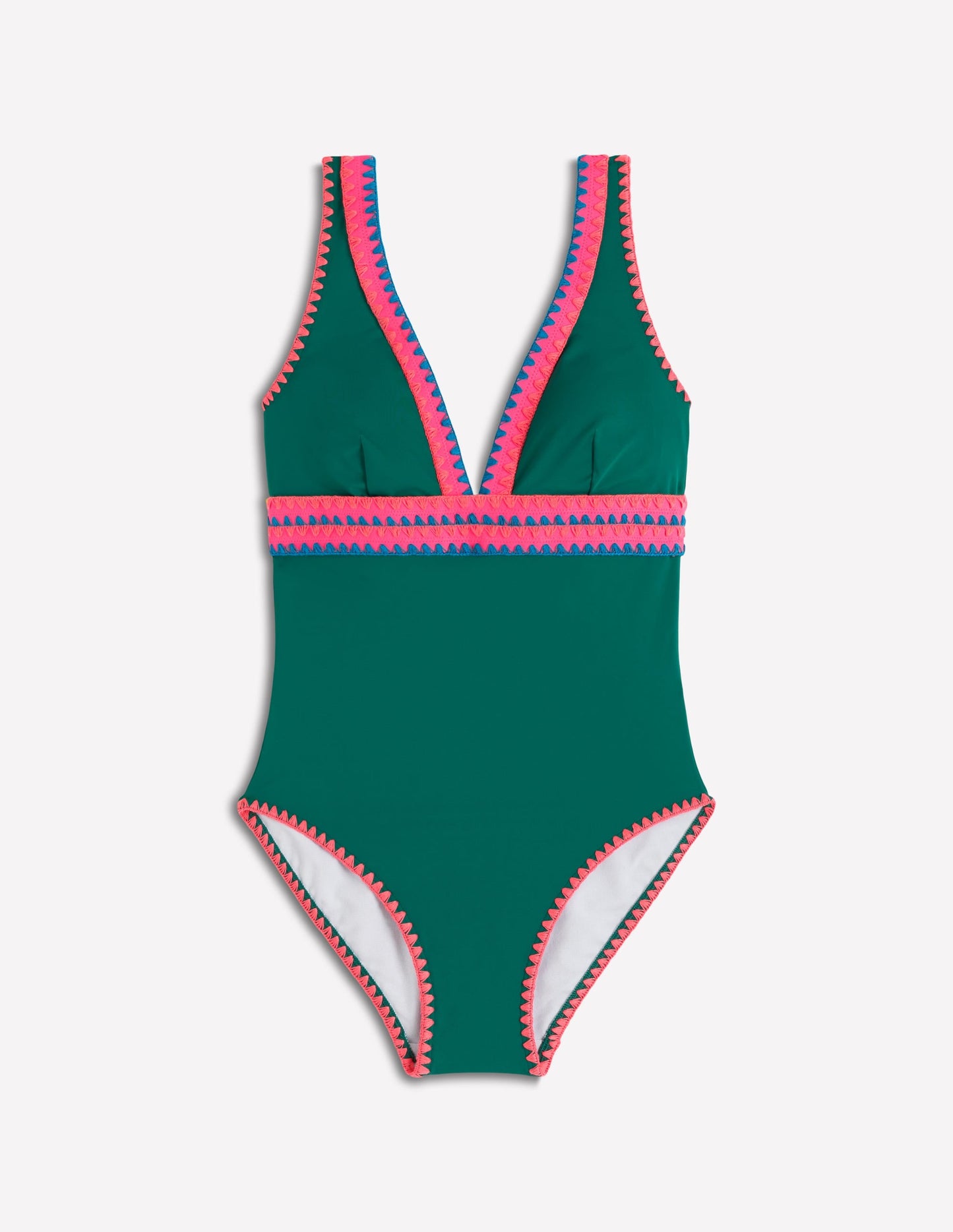 Porto V-neck Swimsuit-Mangrove Green, Embroidery