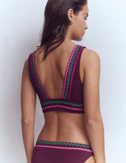 Porto V-neck Bikini Top-Chocberry