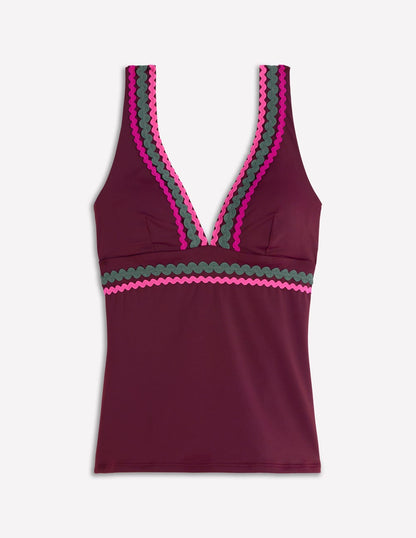 Porto Tankini Top-Chocberry, Rik rak