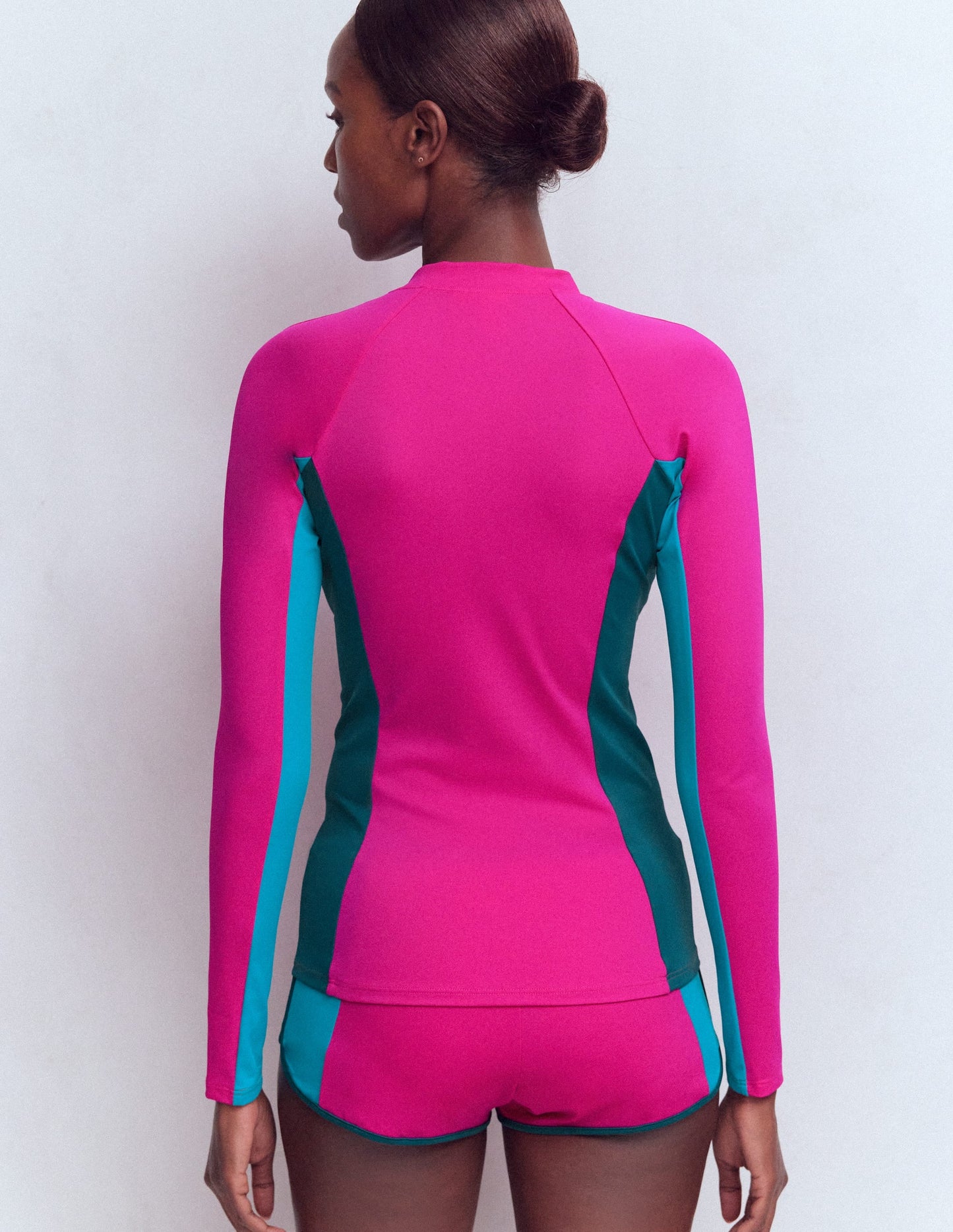 Sun Safe Raglan Guard Top-Pink Colourblock