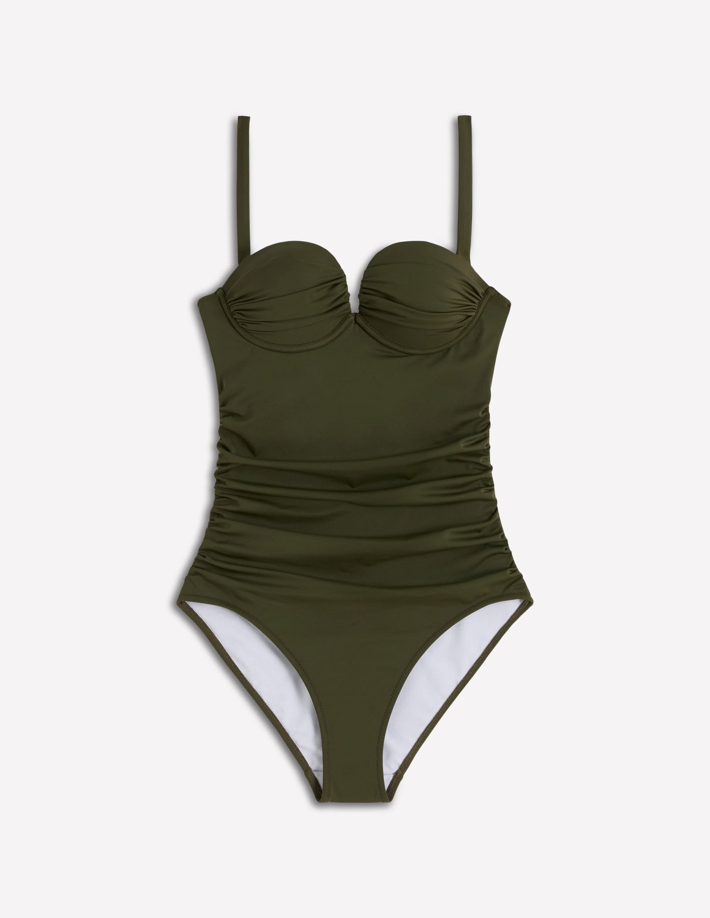 Pleated Cup Swimsuit-Olive
