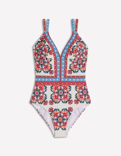 Arles Swimsuit-Pink, Ornamental Trellis