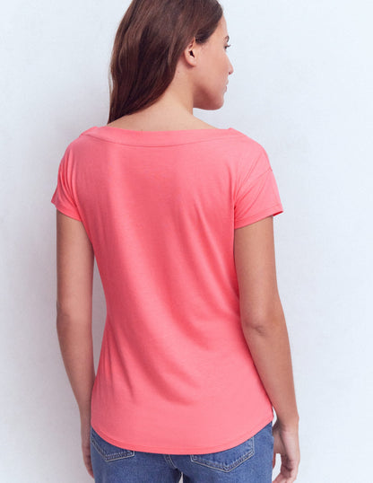 Supersoft Boat Neck T-Shirt-Azalea Pink