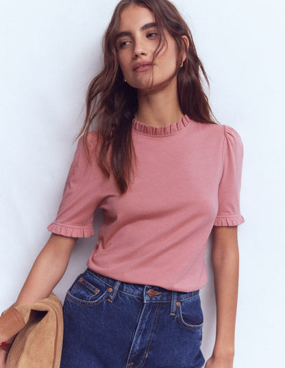Supersoft Frill Detail T-shirt-Vintage Rose