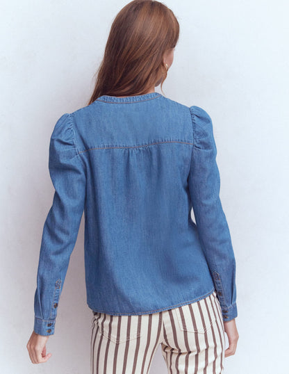 Mutton Denim Shirt-Mid Blue
