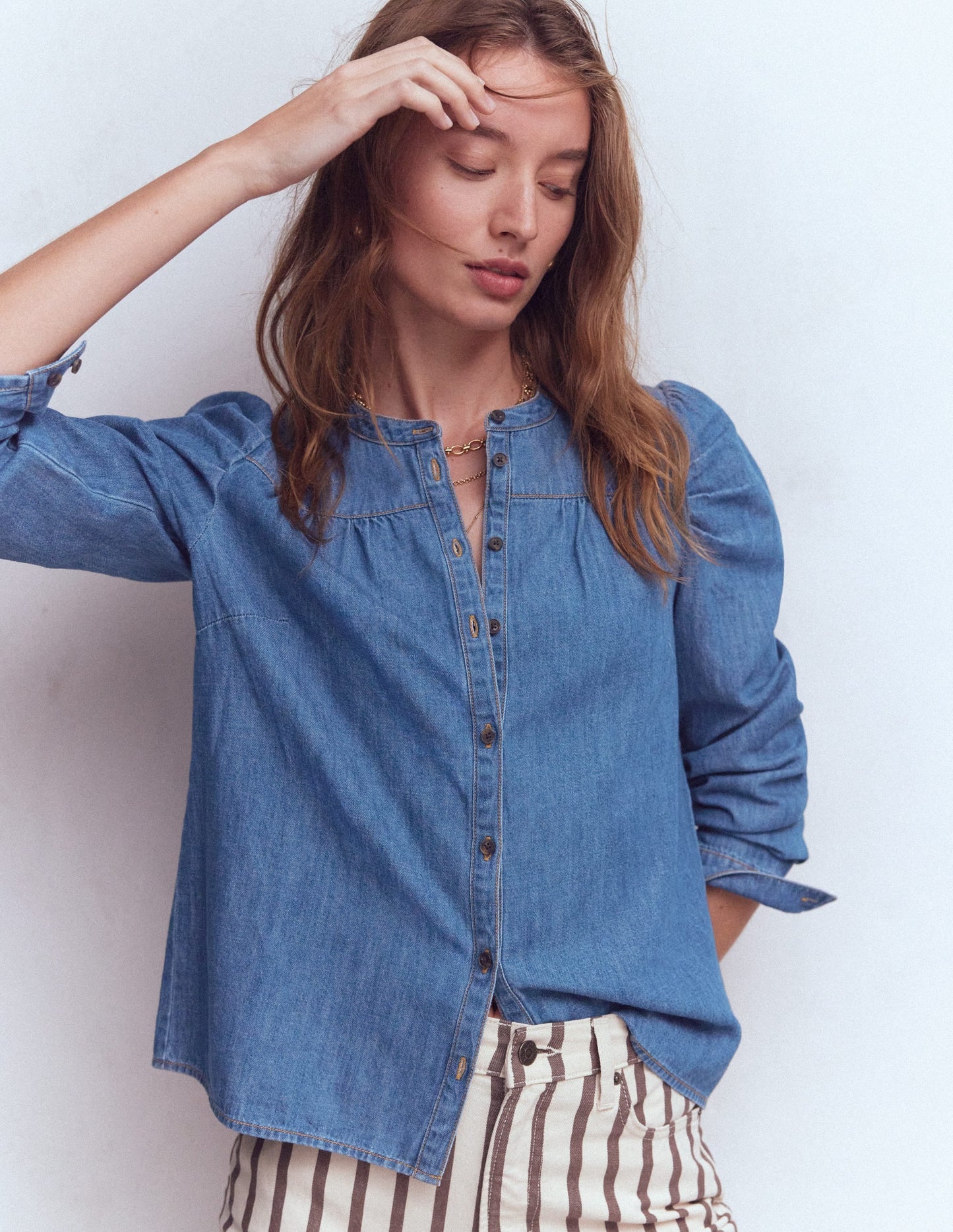 Mutton Denim Shirt-Mid Blue