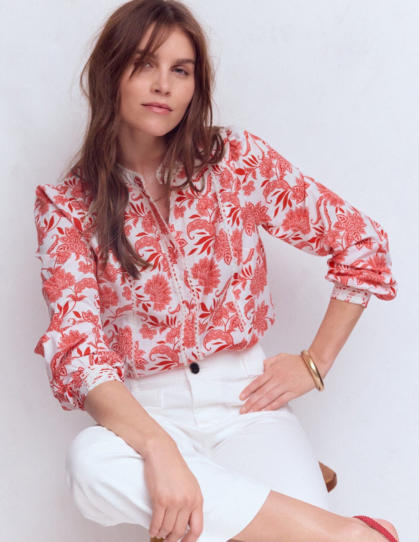 Rhea Trim  Insert Cotton Top-Pink, Elegant Blossom