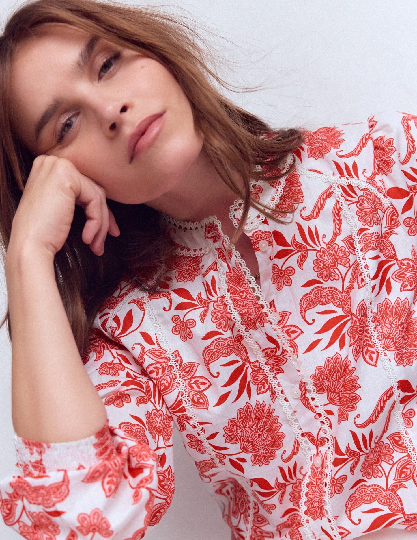 Rhea Trim  Insert Cotton Top-Pink, Elegant Blossom
