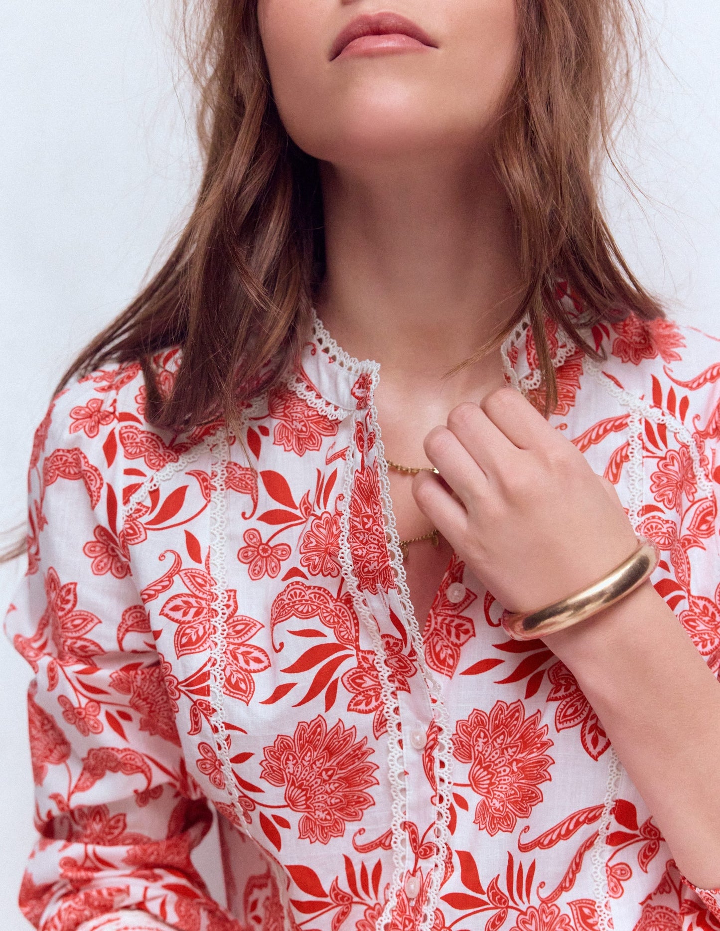 Rhea Trim  Insert Cotton Top-Pink, Elegant Blossom