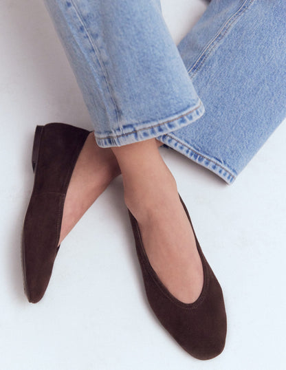 High Cut Ballet Flats-Bitter Chocolate