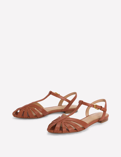 Caged Flat Sandal-Tan