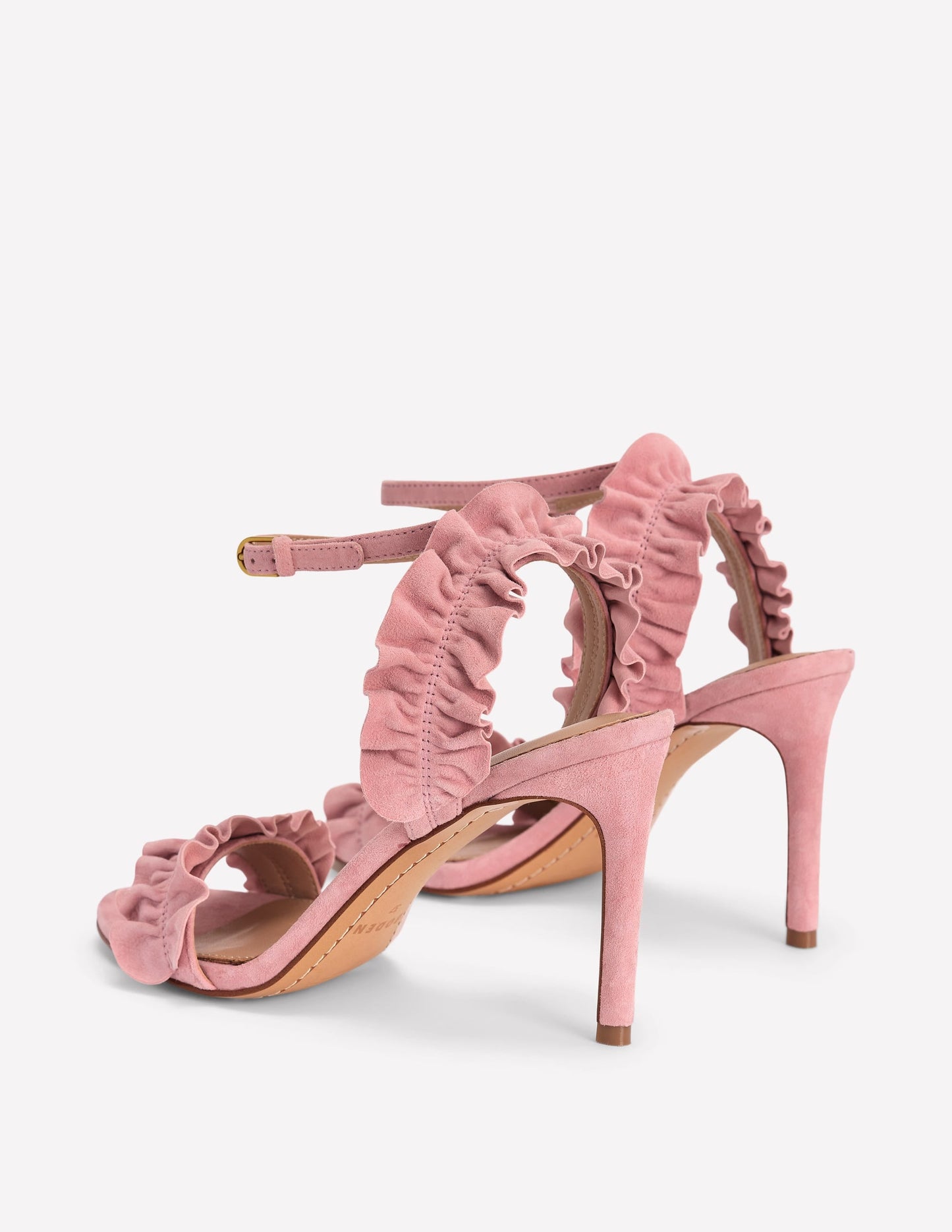 Pleat Detail Heeled Sandal-Almond Pink