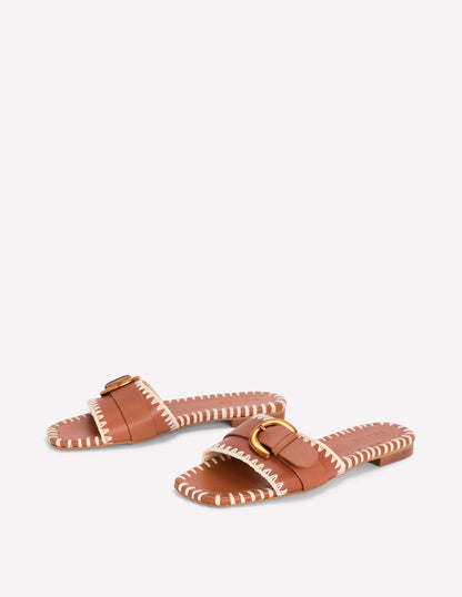 Trim Detail Flat Sandal-Tan