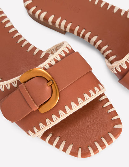 Trim Detail Flat Sandal-Tan