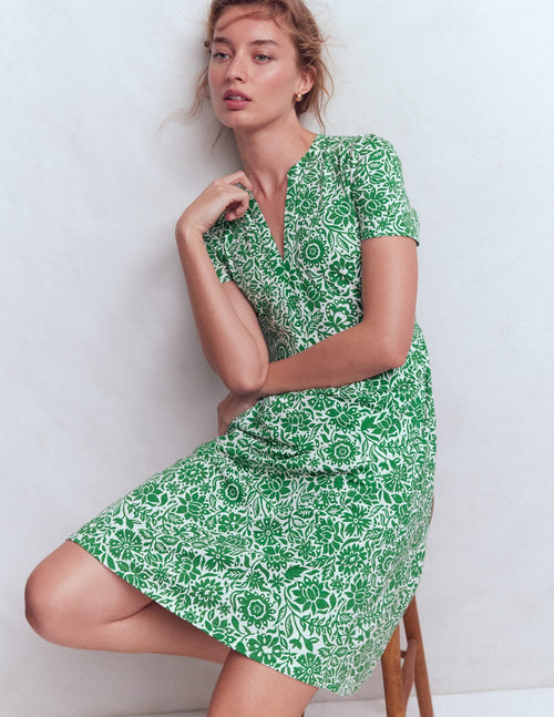 Naomi Short Sleeve Dress-Fresh Green, Meadow Scatter