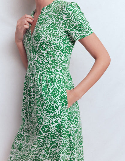 Naomi Short Sleeve Dress-Fresh Green, Meadow Scatter
