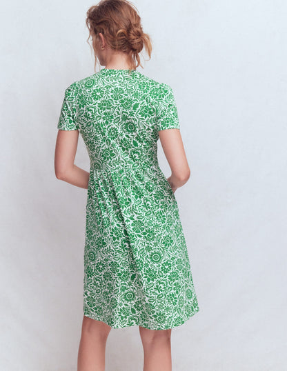 Naomi Short Sleeve Dress-Fresh Green, Meadow Scatter