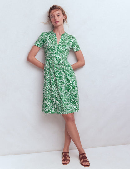 Naomi Short Sleeve Dress-Fresh Green, Meadow Scatter