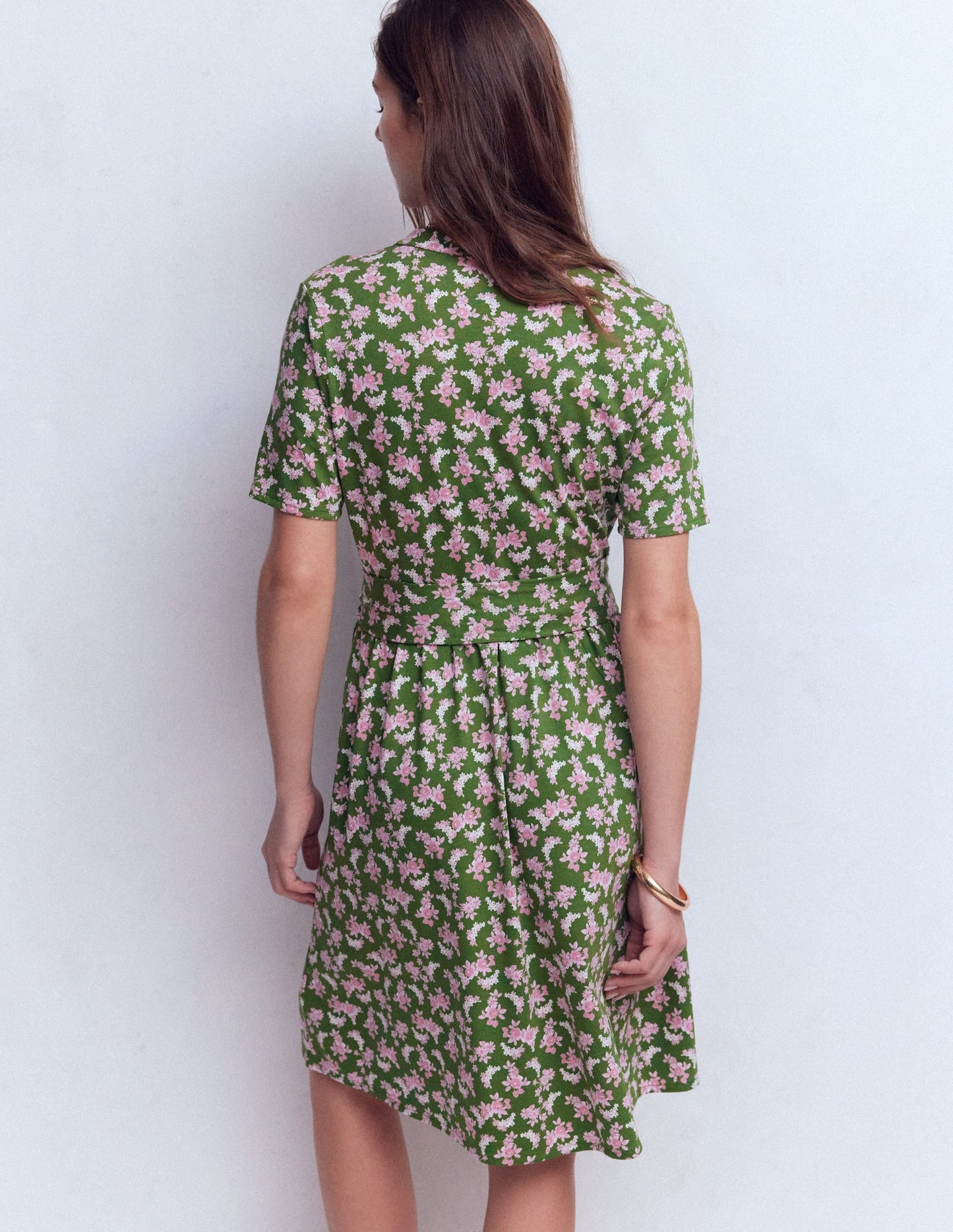 Daisy Flippy Jersey Dress-Promenade Green, Dainty Blooms