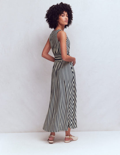 Elodie Jersey Maxi Dress-Navy and Ivory Stripe
