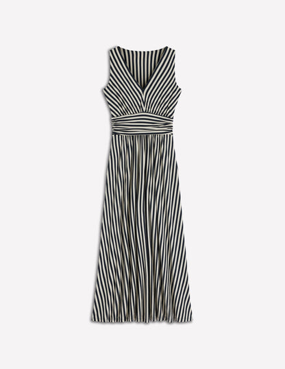 Elodie Jersey Maxi Dress-Navy and Ivory Stripe
