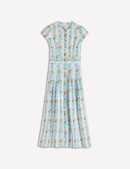 Arabella Linen Blend Dress-Ice Cube Blue, Blossom Trail