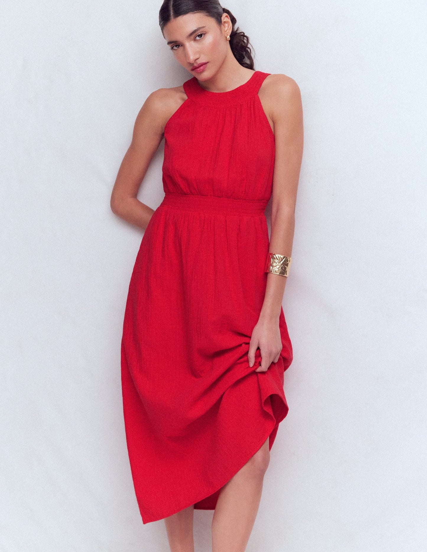 Daphne Double Cloth Dress-Salsa