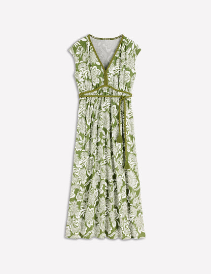 Heidi Ruched Rope Jersey Dress-Olive, Elegant Blossom