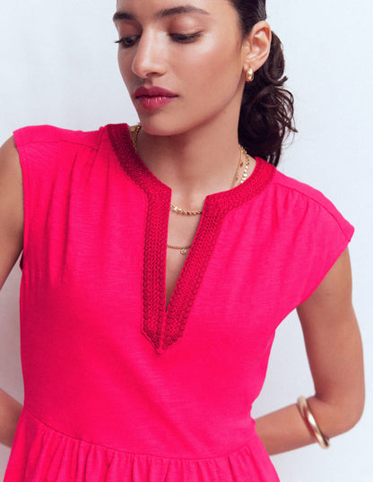 May Embroidered Short Dress-Opulent Pink