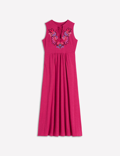Notch Neck Jersey Maxi Dress-Granita