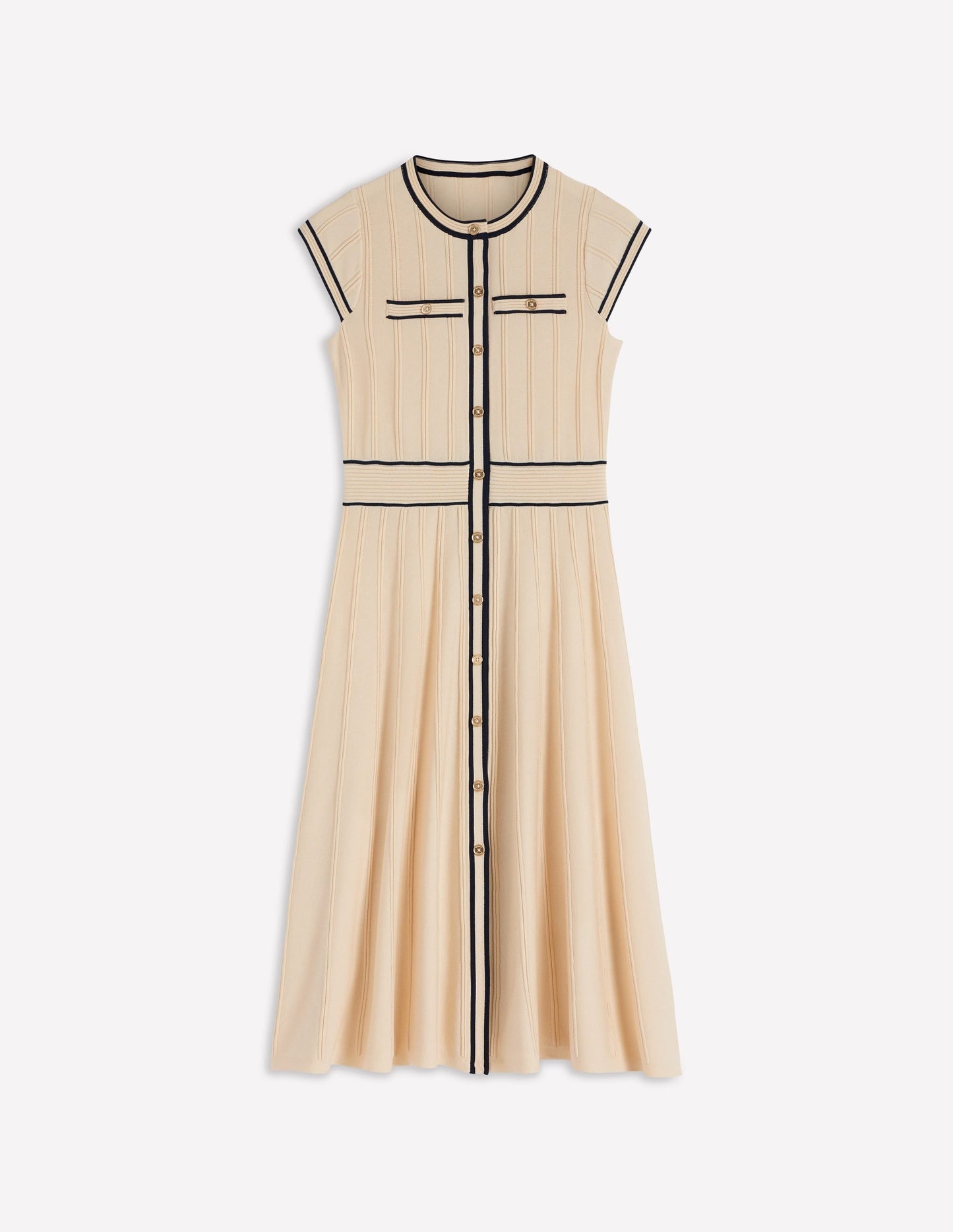 Cap Sleeve Knitted Dress-Warm Ivory