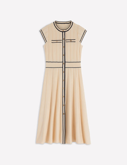 Cap Sleeve Knitted Dress-Warm Ivory
