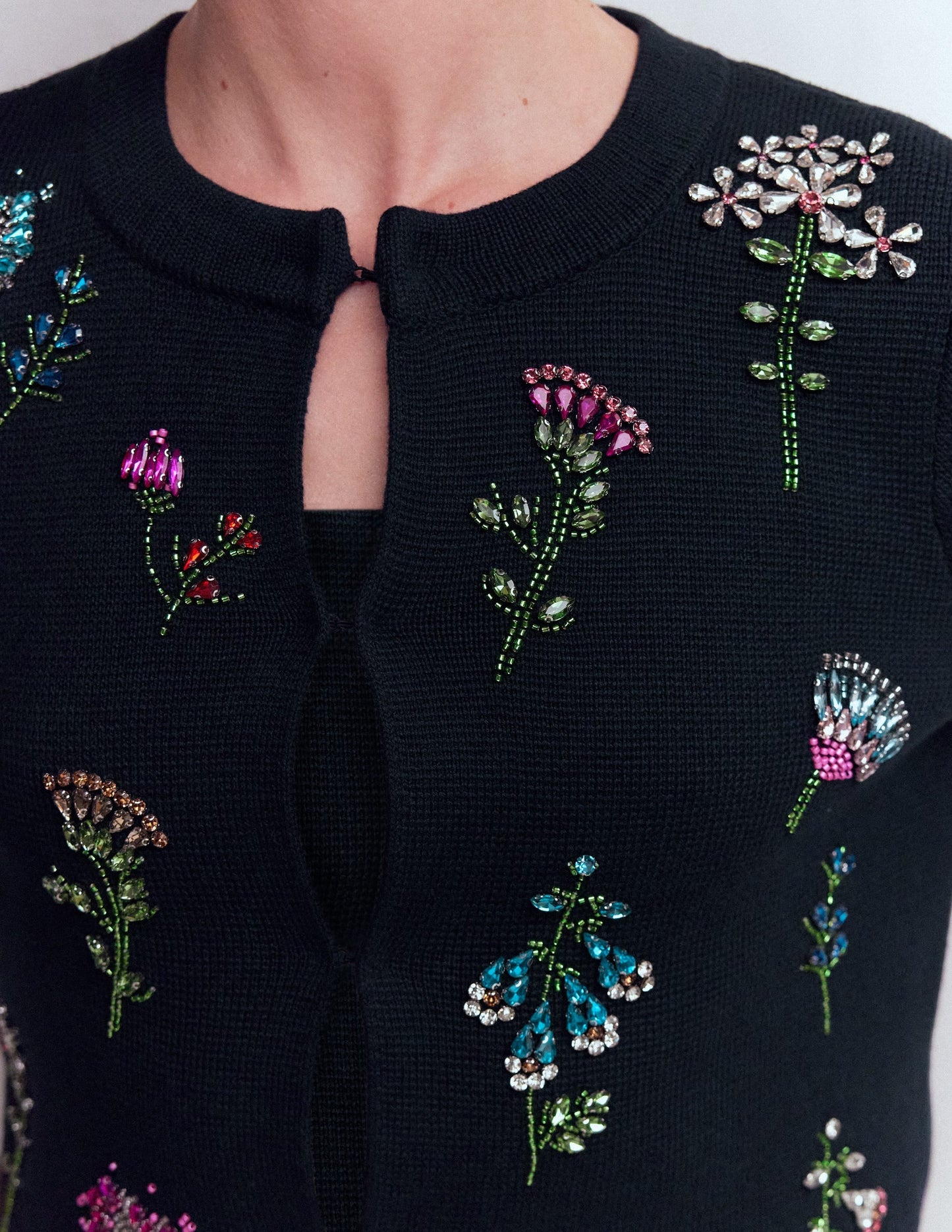 Embellished Knit Cardigan-Navy