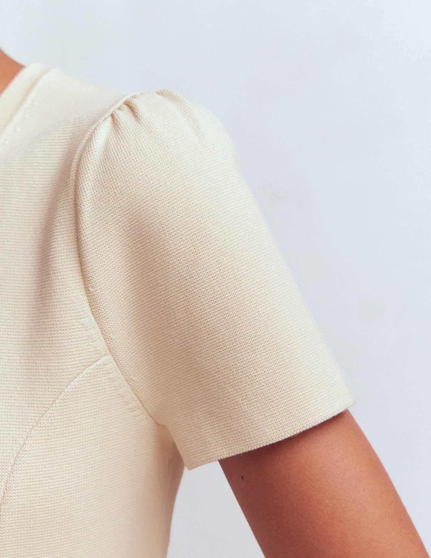Short Sleeve Knitted Jacket-Ivory