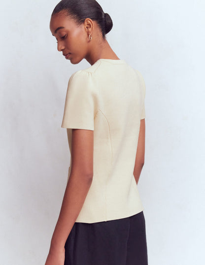 Short Sleeve Knitted Jacket-Ivory