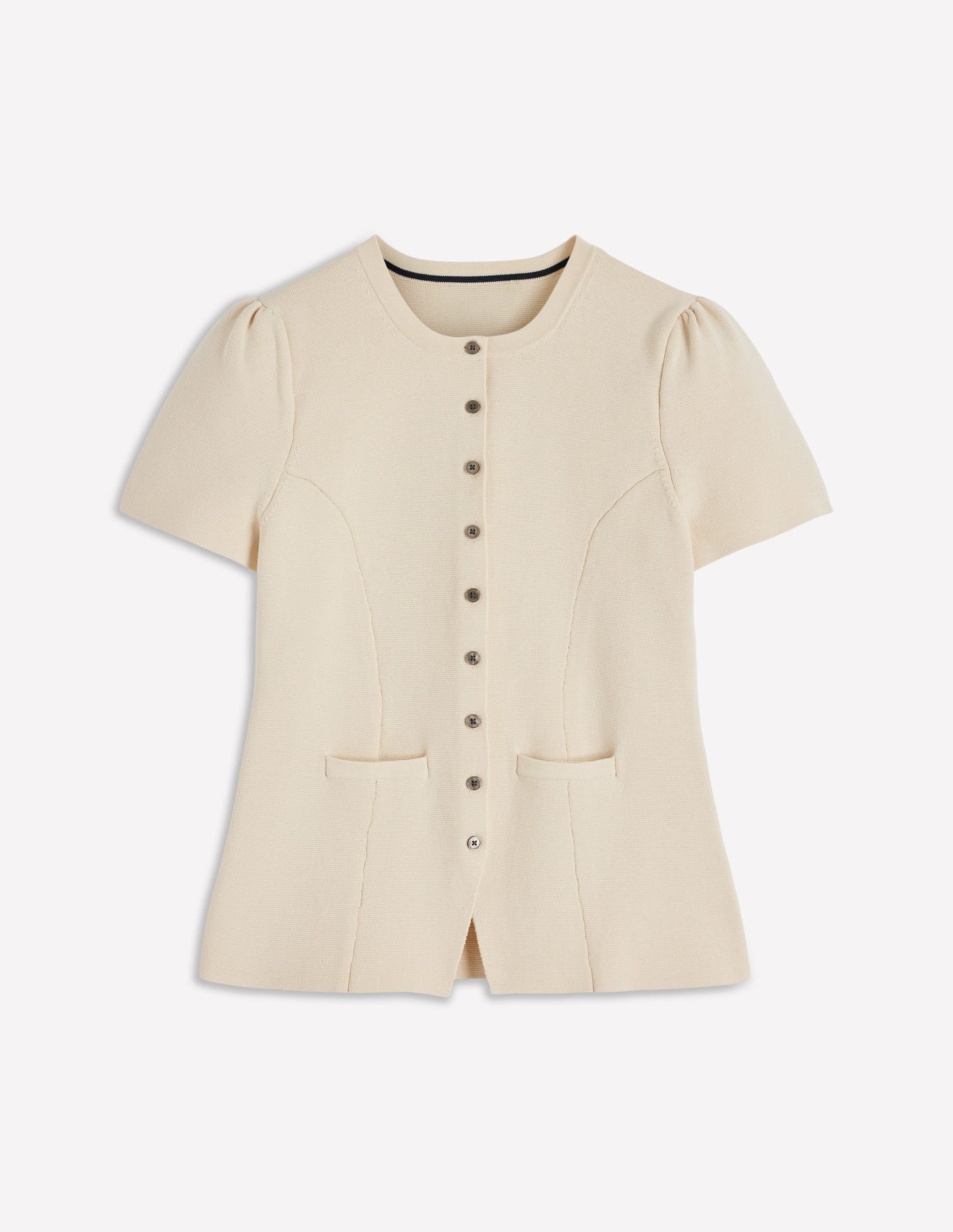 Short Sleeve Knitted Jacket-Ivory